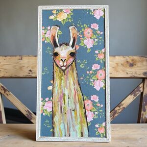 Eli Halpin Llama Canvas Art 11x6 Framed Print -Boho Home Decor Nursery Safari
